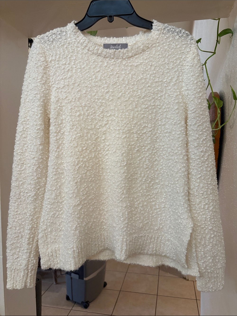 Marled Cream Bouclé Crewneck Sweater